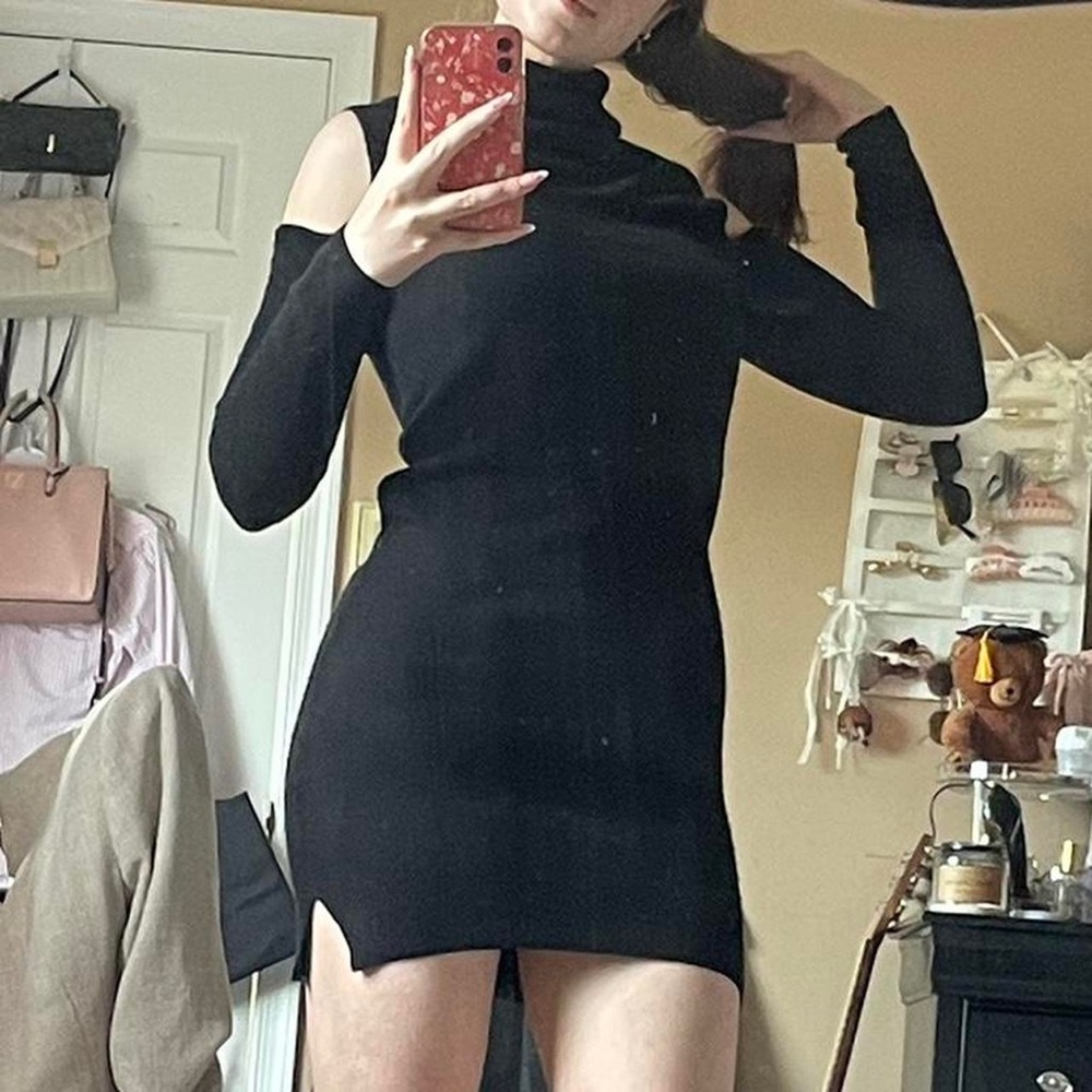 Fashion Union Turtleneck Cold Shoulder Dress